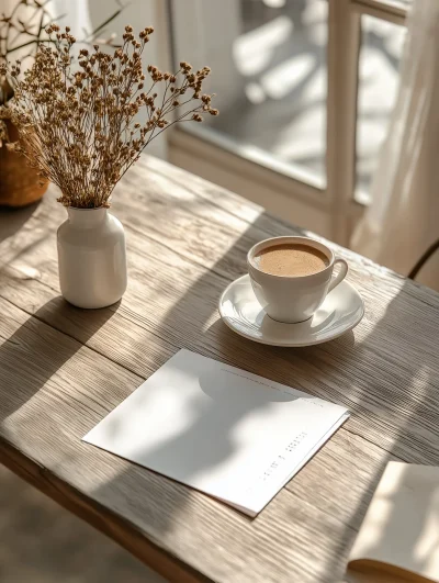 Bright Room with Wooden Table