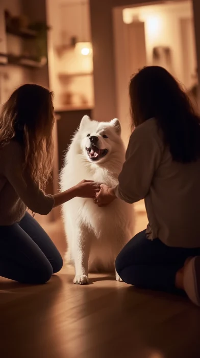 Joyful Reunion with a Samoyed