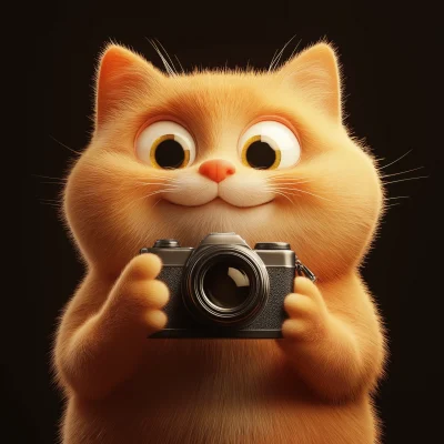 Playful Orange Cat with Camera