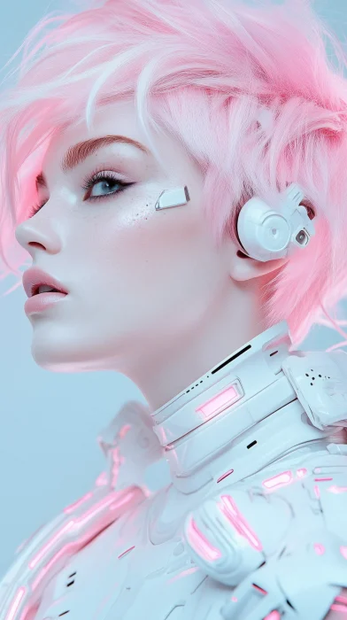 Futuristic Pink Hair Portrait