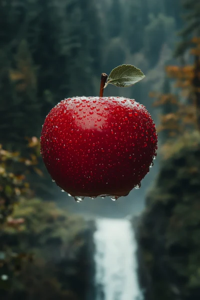 Fresh Red Apple and Spring Water