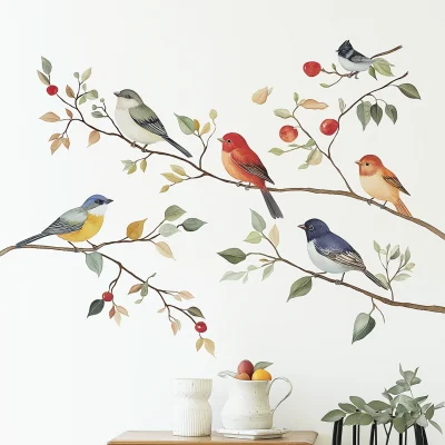 Colorful Birds on Branches