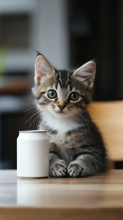 Cute Kitten by the Table