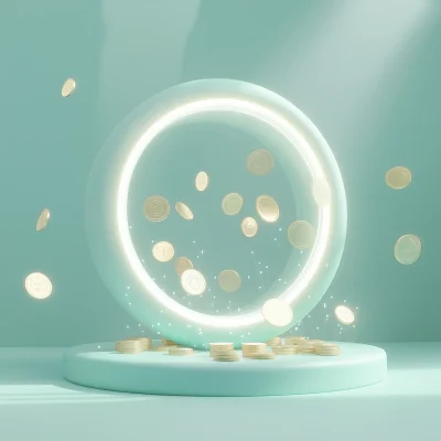 Glowing Circular Window with Coins