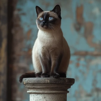 Siamese Cat on Pillar