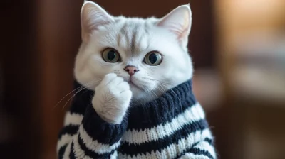 Charming White British Shorthair Cat