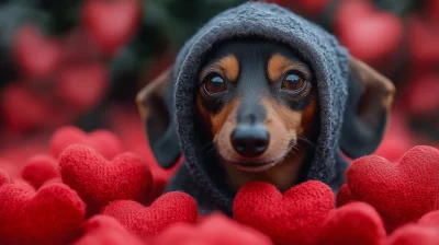 Dachshund in Hearts