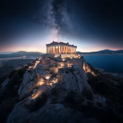 Nighttime Greek Scenery