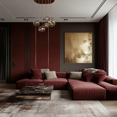 Modern Interior in Maroon and Gold