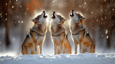 Majestic Wolves in a Snowstorm