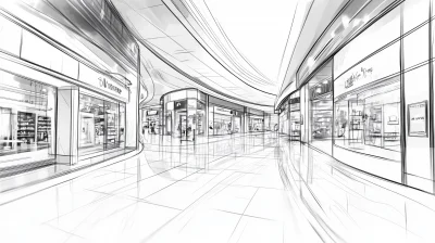 Shopping Mall Interior Sketch