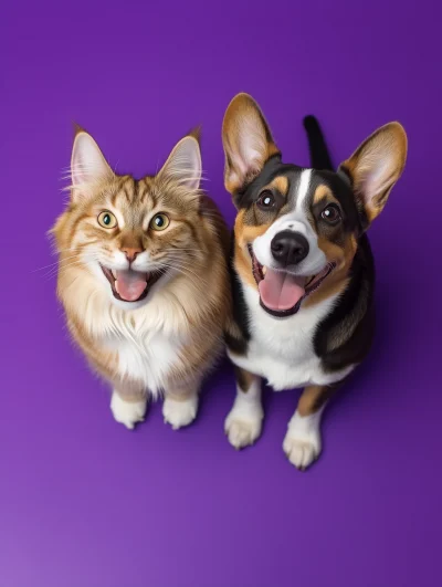 Happy Cat and Dog Portrait