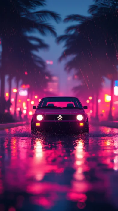 Retrowave Volkswagen Golf