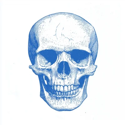 Blue Skull Ink Stamp