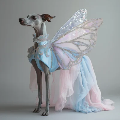 Elegant Greyhound with Butterfly