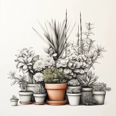 Elegant Plant Line Drawing