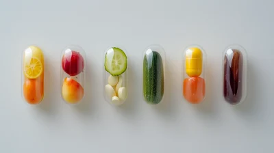 Colorful Fruits and Vegetables in Capsules