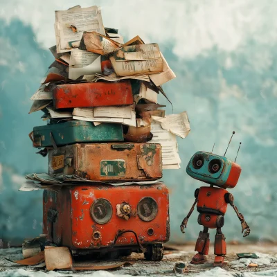 Robot and Document Pile