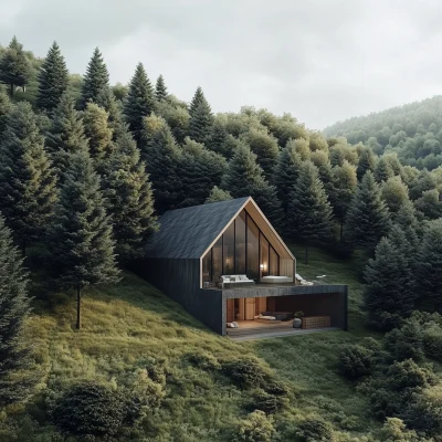 Slope House in Nature