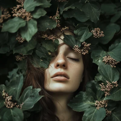 Allergy Sufferer Surrounded by Plants