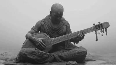 Male Playing Indian Sitar