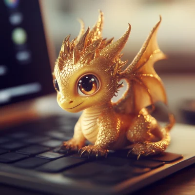 Cute Golden Dragon Emerges