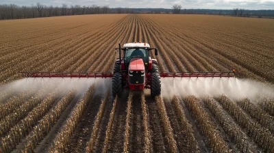 Tractor Spraying Soybeans