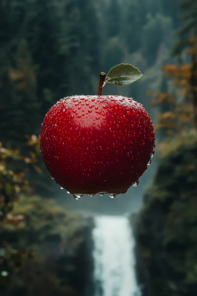 Fresh Red Apple in Spring Water