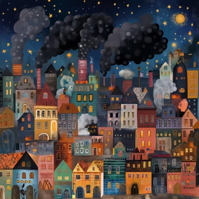 Whimsical Night Cityscape