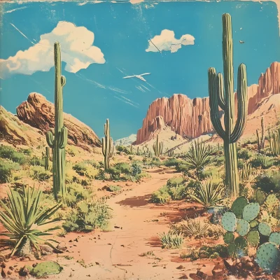 Vintage Postcard in Desert