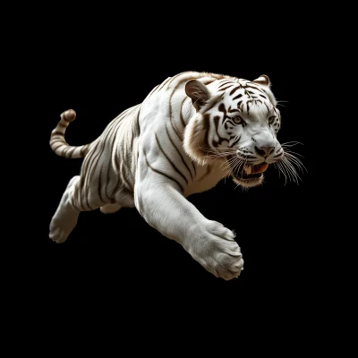 White Tiger Pouncing