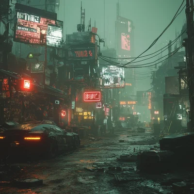 Cyberpunk Scrapyard at Night