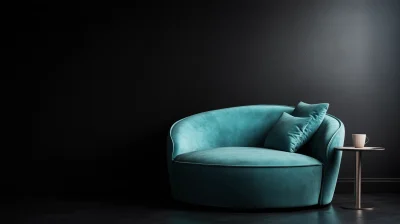 Cyan Sofa on Black Background