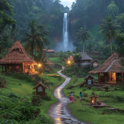 Serene Village at Dawn