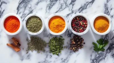 Spices in Marble Bowls