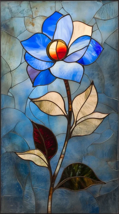 Blue Flower Stained Glass