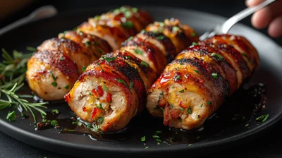 Bacon Wrapped Chicken Rolls