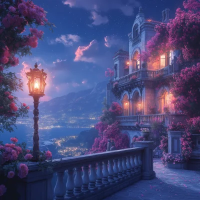 Moonlit Balcony at the Magical Academy