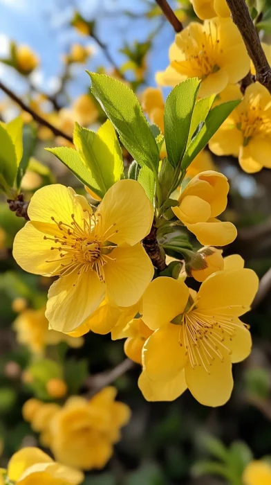 Yellow Apricot Blossom in Full Bloom