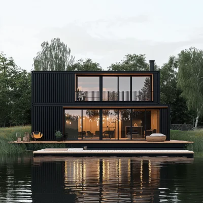 Minimalist Container Home by Lake