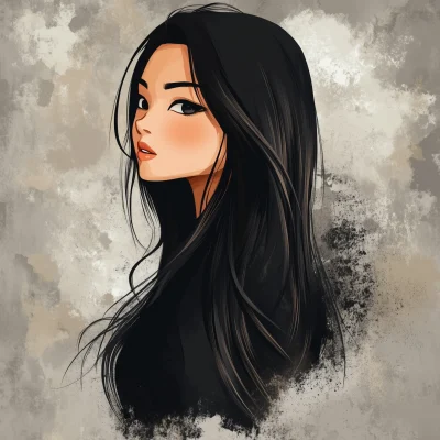 Cartoon Asian Girl Profile