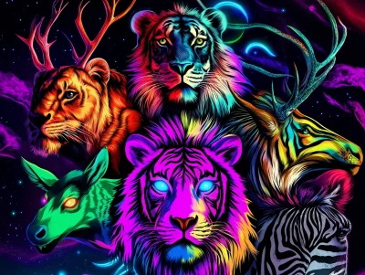 Neon Wildlife Circle