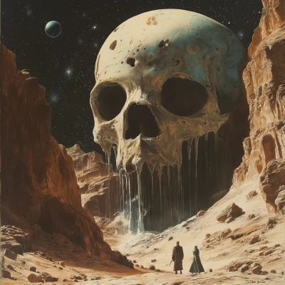 Giant Onyx Skull on Alien Planet