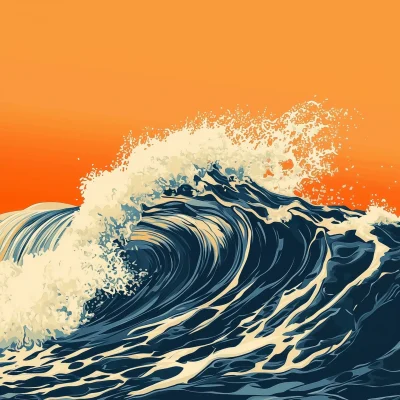 Orange Sea Wave