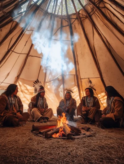 Native American Chiefs in Teepee