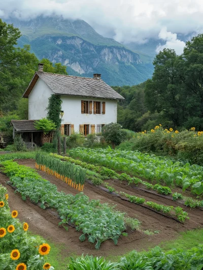 Beautiful Vegetable Garden in the Alps