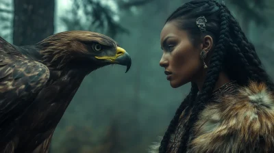 Tribal Woman and Eagle