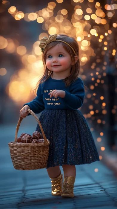 Confident Baby with Basket