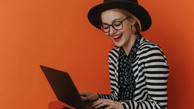 Happy Girl with Laptop