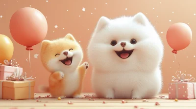 Happy Pomeranian and Friends